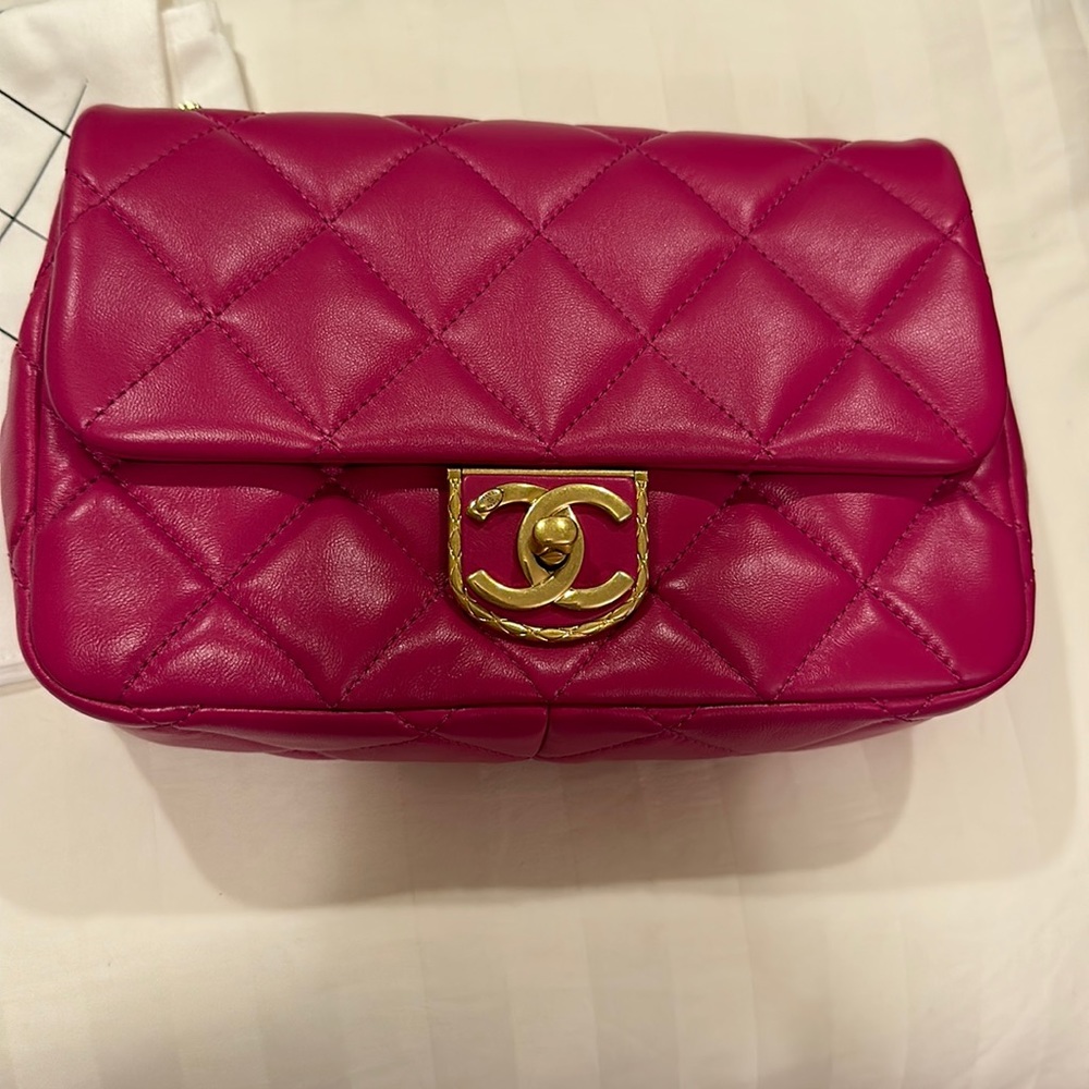 Chanel flap bag. Lamb skin. Used once. Very beautiful. Got a lot of compliments.